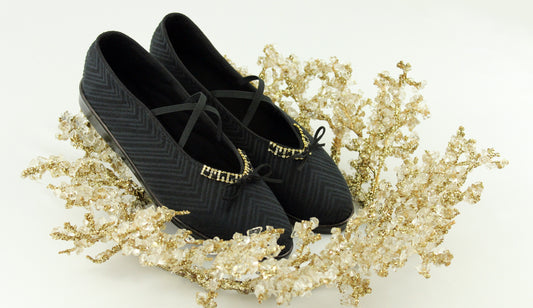 Holiday Limited Black Elan with Suede Bow on Rhinestone